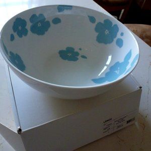 Lenox Floral Silhouette Blue Bell Round Vegetable Bowl 10 in